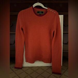 C Wonder orange wool crewneck sweater with button and heart detail NWOT S